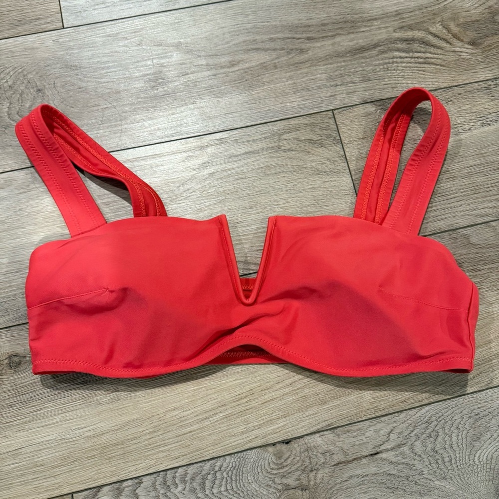 Aerie Red Bandeau Bikini Top with V-Cut